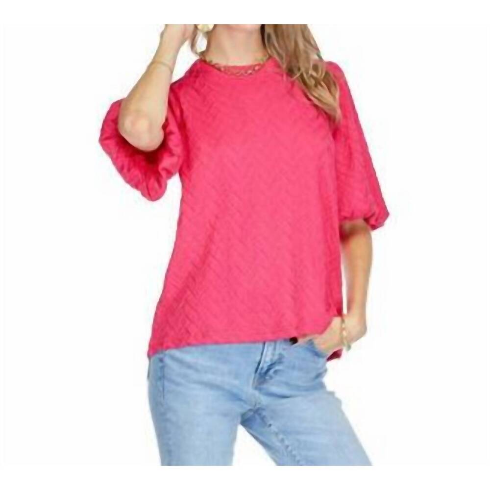 NEW JADE & JOY JOY balloon sleeve top in fuchsia